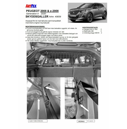 Artfex Hundgaller/ lastgaller Peugeot 2008 &amp; e-2008 2020-&gt;